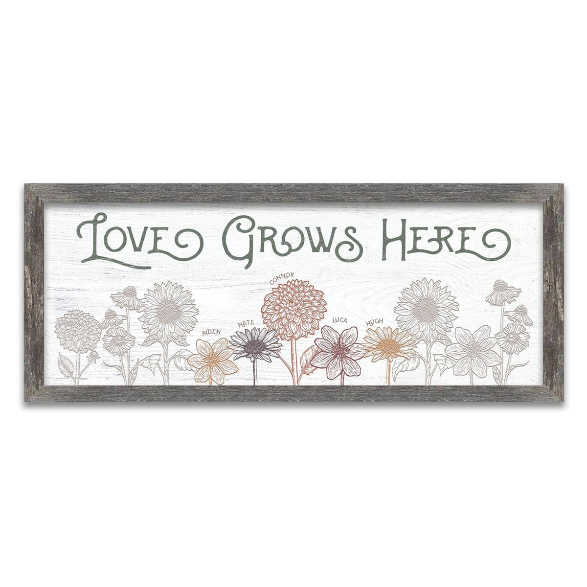 Personal-Prints art 13.5"x32.5" Framed Canvas Love Grows Here