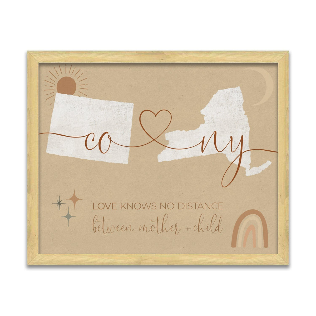 Personal-Prints art 12.5"x15.5" Framed Canvas Love Knows No Distance - Boho