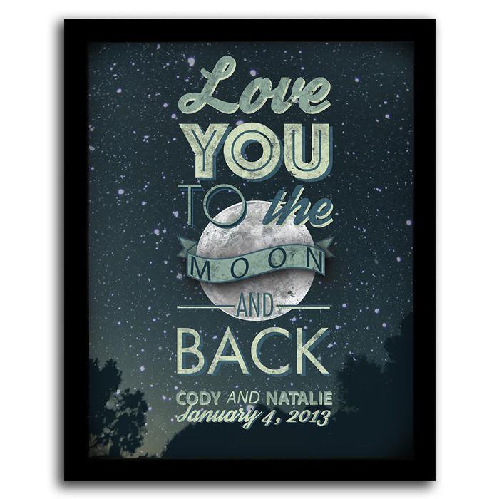 Personal-Prints art 12.5"x15.5" Framed Canvas Love You to the Moon