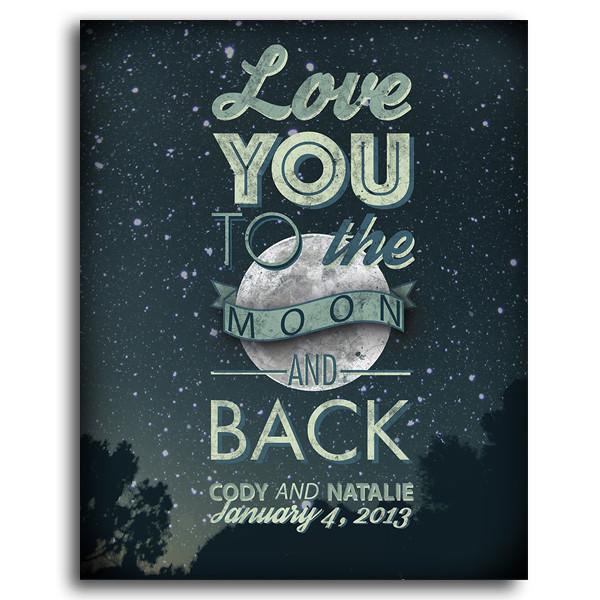 Personal-Prints art 11"x14" Block Mount Love You to the Moon