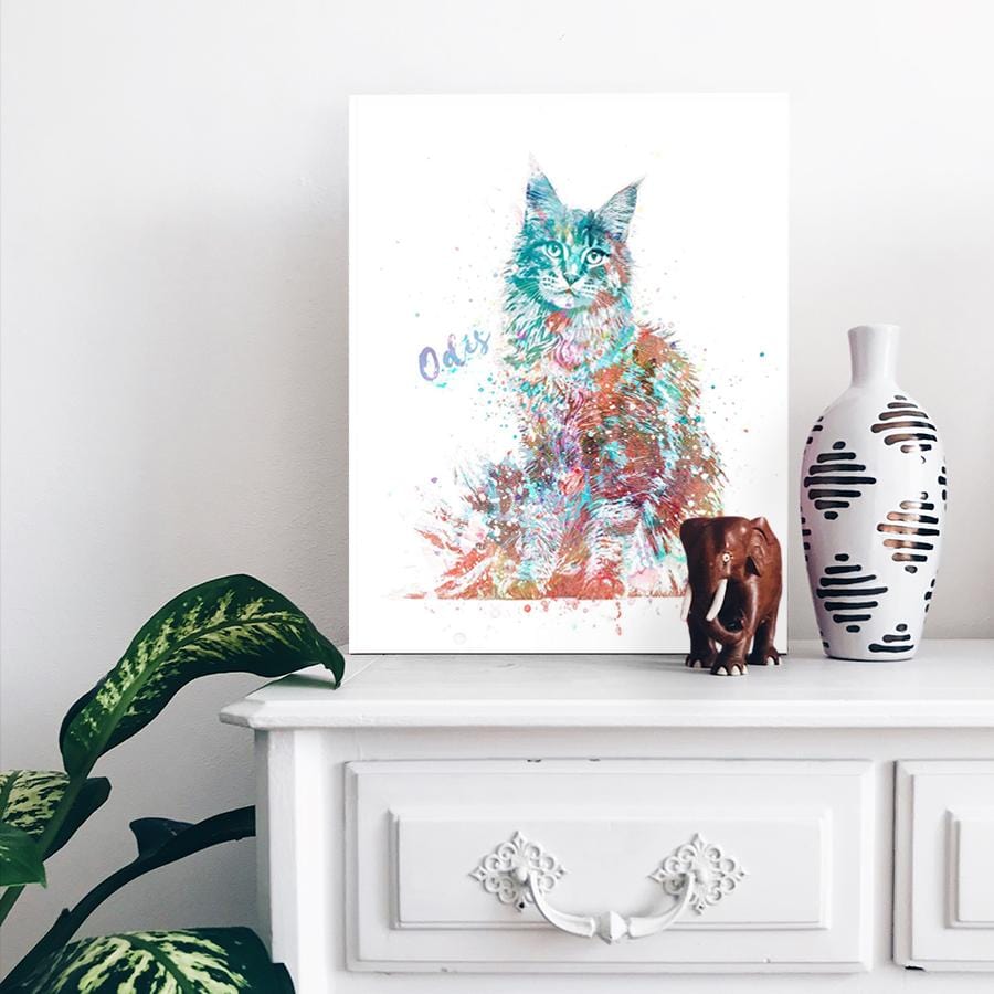 Personal-Prints art Maine Coon Cat Watercolor Print