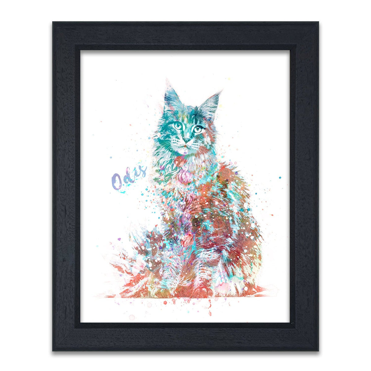 Personal-Prints art 14"x17" Under Glass Maine Coon Cat Watercolor Print
