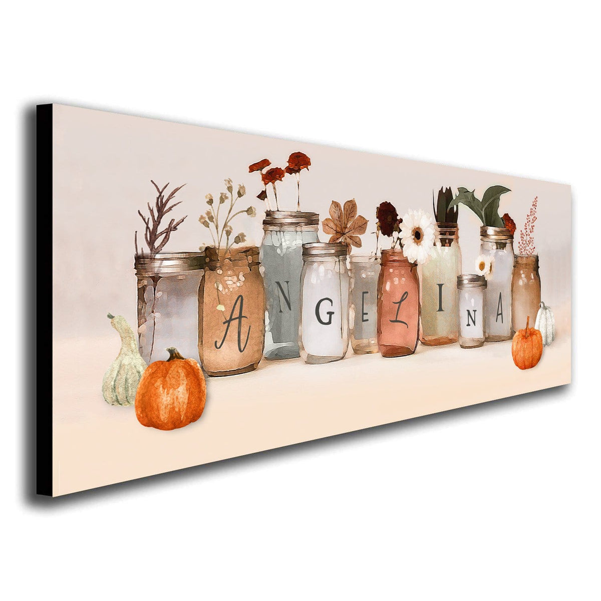 Personal-Prints art 9.5"x26" Block Mount Mason Jars - Autumn Colors