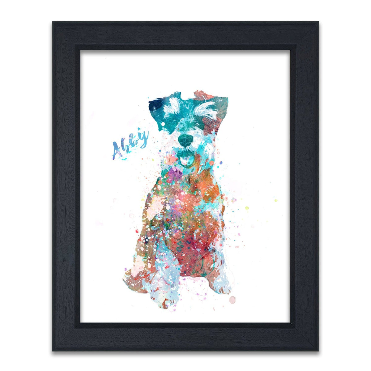Personal-Prints art 14"x17" Under Glass Mini Schnauzer Watercolor Print