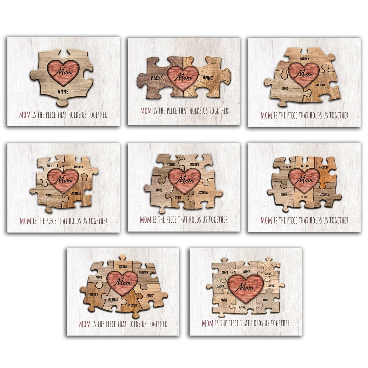 Personal-Prints art Mom & Children Heart Puzzle Print
