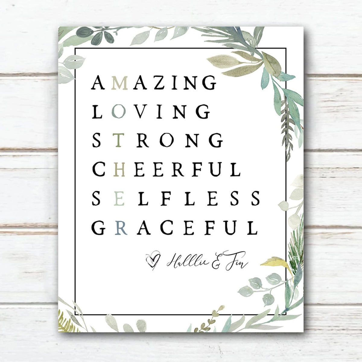 Personal-Prints art 6"x8" Block Mount Mother Acrostic Poem