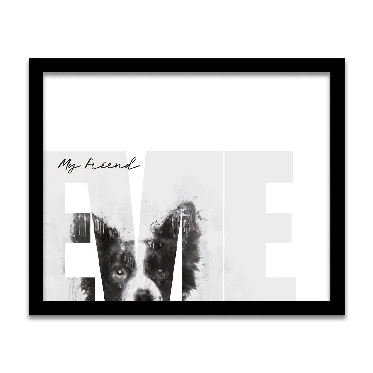 Personal-Prints art 12.5"x15.5" Framed Canvas My Friend - Aussie (Dark Markings)