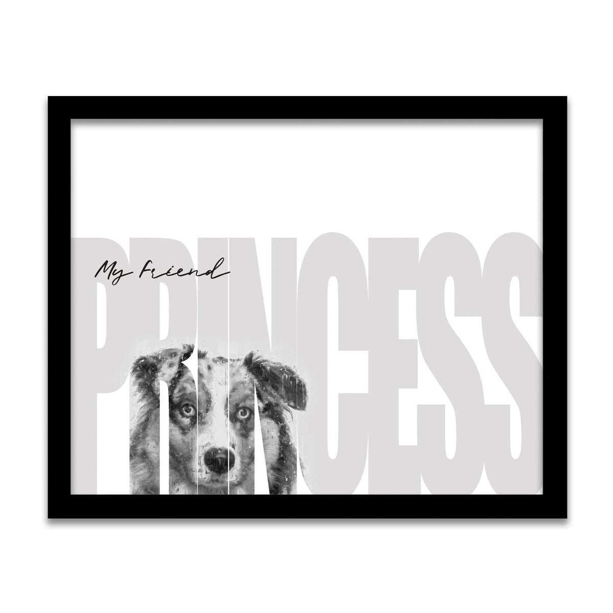 Personal-Prints art 12.5"x15.5" Framed Canvas My Friend - Aussie (Light Markings)