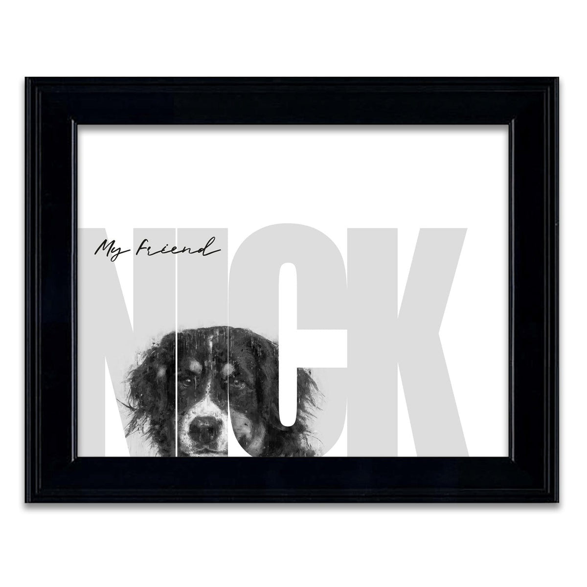 Personal-Prints art 14"x17" Under Glass My Friend - Bernese Mountain Dog