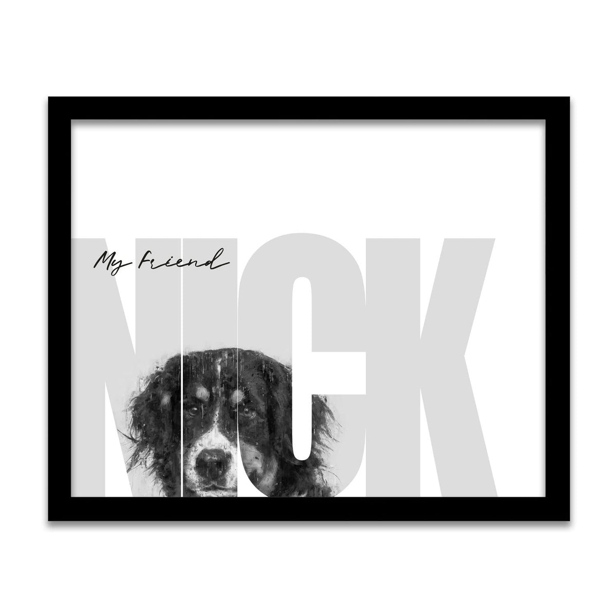Personal-Prints art 12.5"x15.5" Framed Canvas My Friend - Bernese Mountain Dog