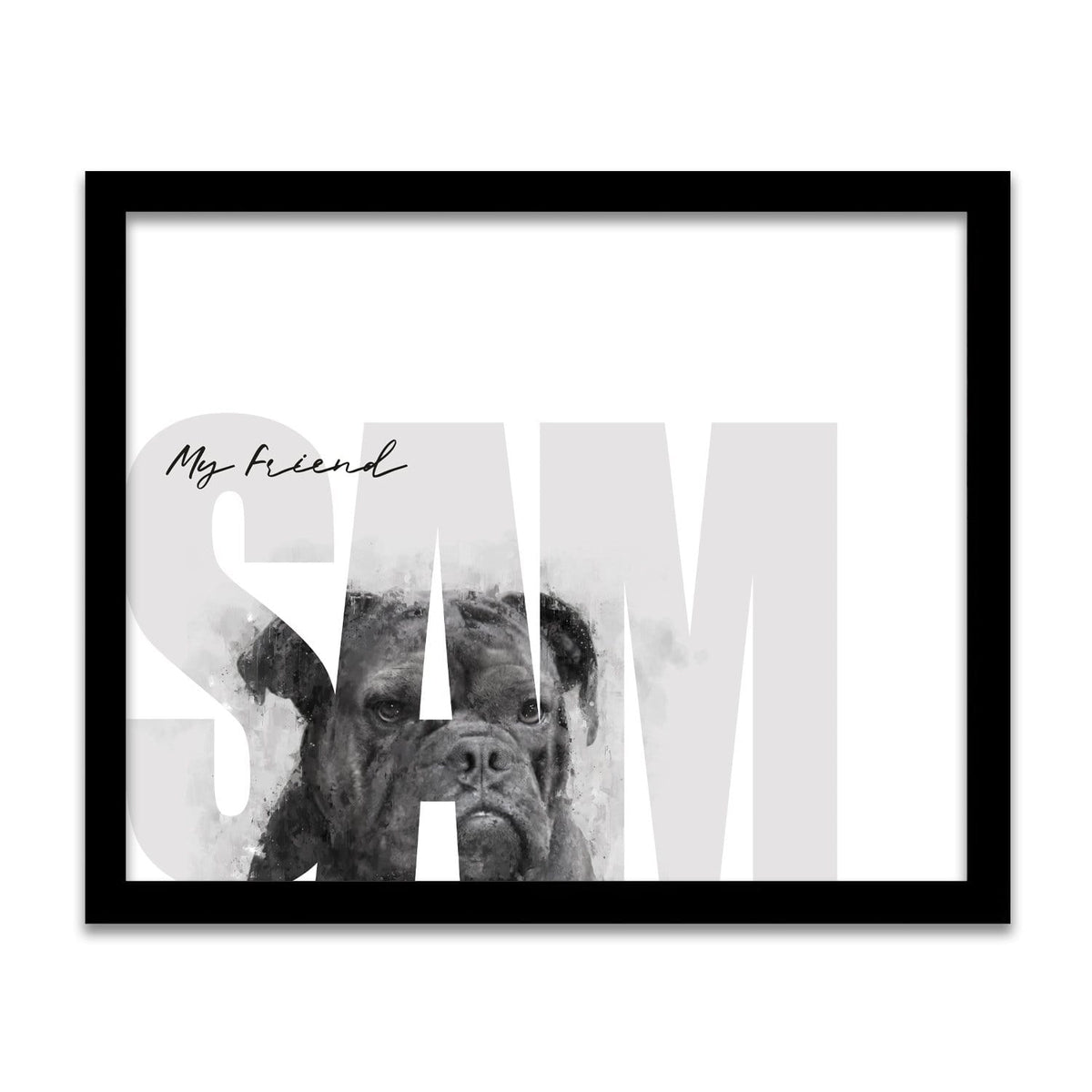 Personal-Prints art 12.5"x15.5" Framed Canvas My Friend - Bulldog (Dark Coloring)