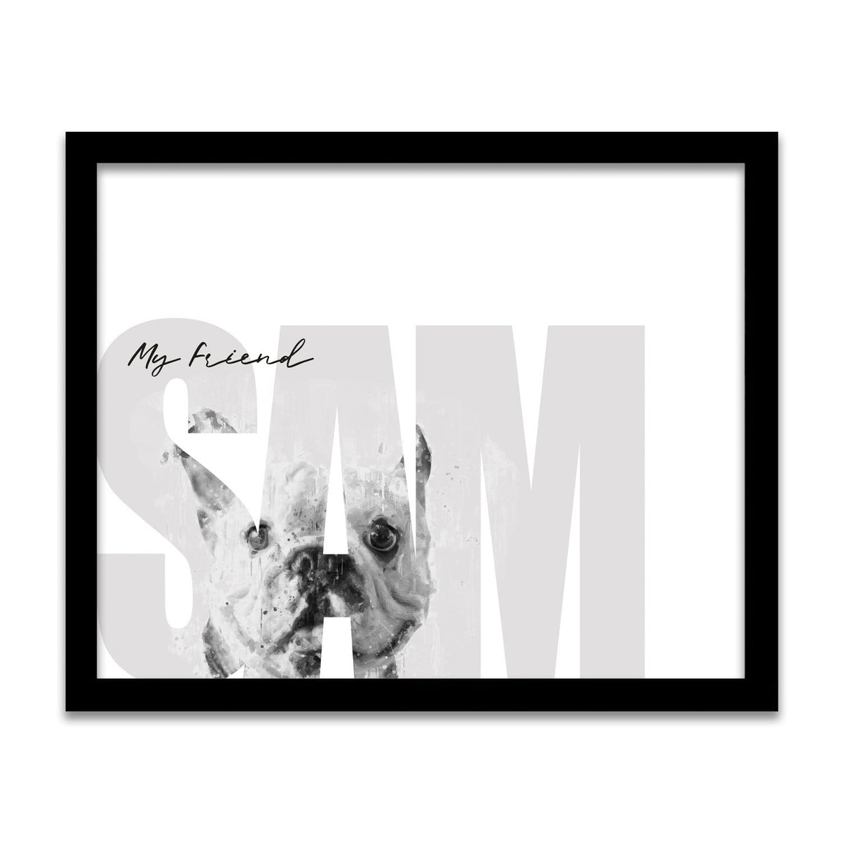 Personal-Prints art 12.5"x15.5" Framed Canvas My Friend - Bulldog (Light Coloring)