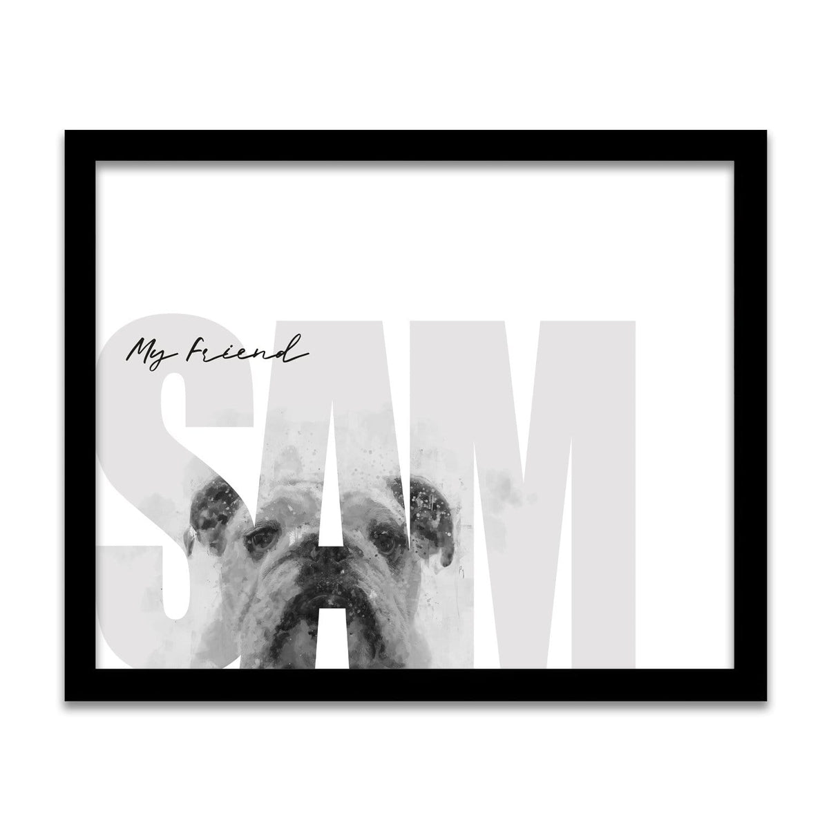 Personal-Prints art 12.5"x15.5" Framed Canvas My Friend - Bulldog (Meduim Coloring)
