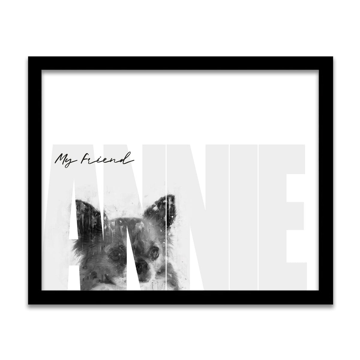 Personal-Prints art 12.5"x15.5" Framed Canvas My Friend - Chihuahua (Dark Coloring)