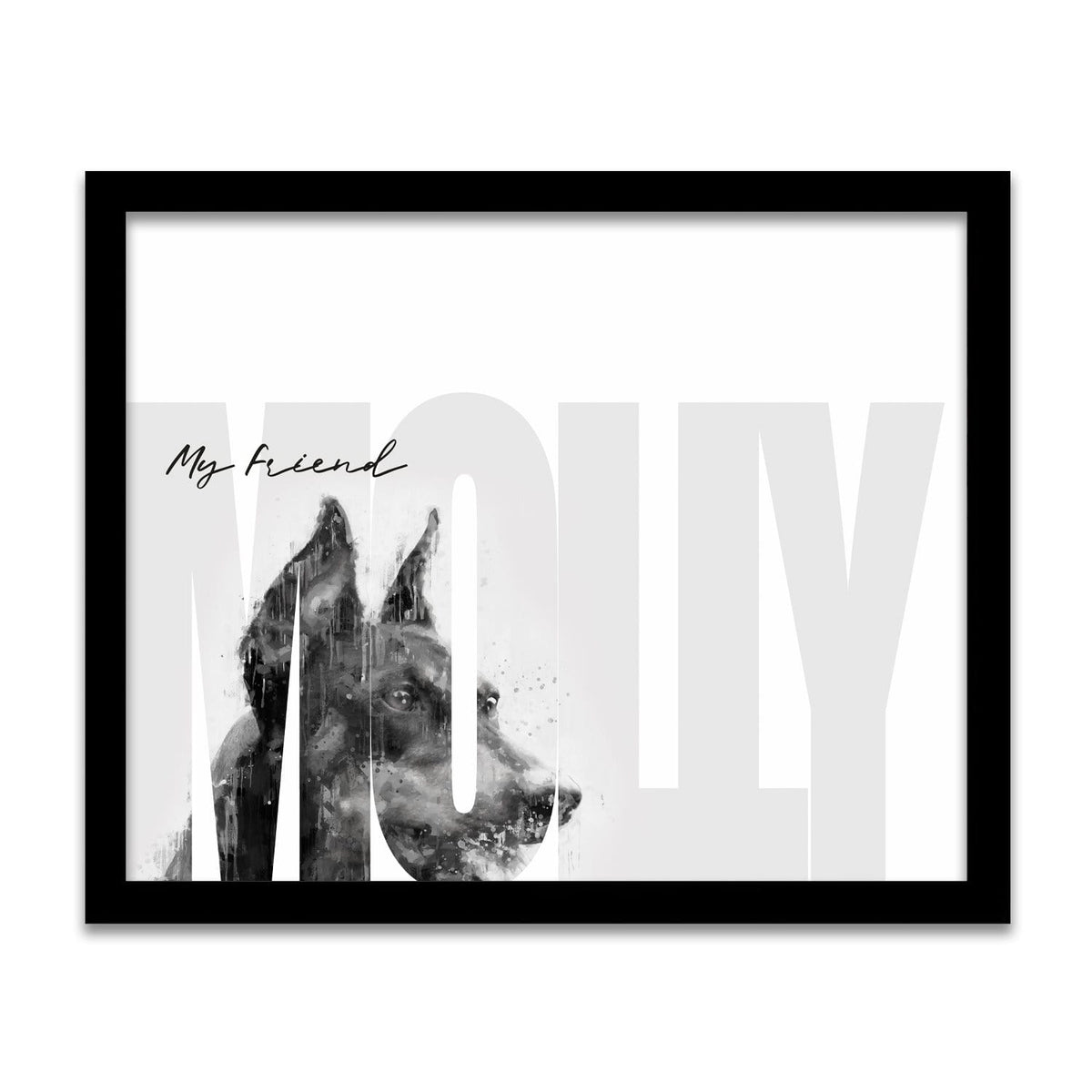 Personal-Prints art 12.5"x15.5" Framed Canvas My Friend - Doberman (Pointed Ears)