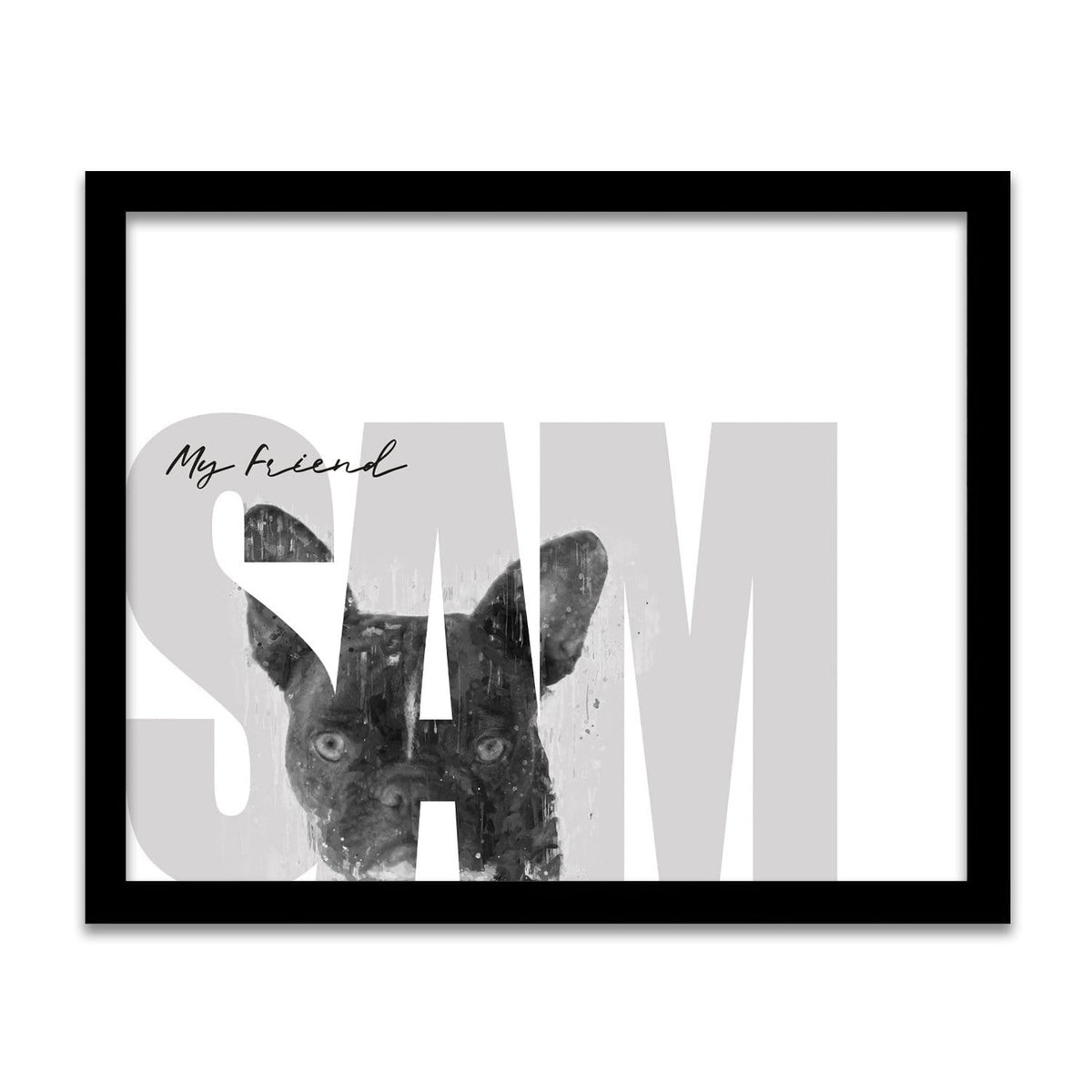Personal-Prints art 12.5"x15.5" Framed Canvas My Friend - French Bulldog (Dark Coloring)