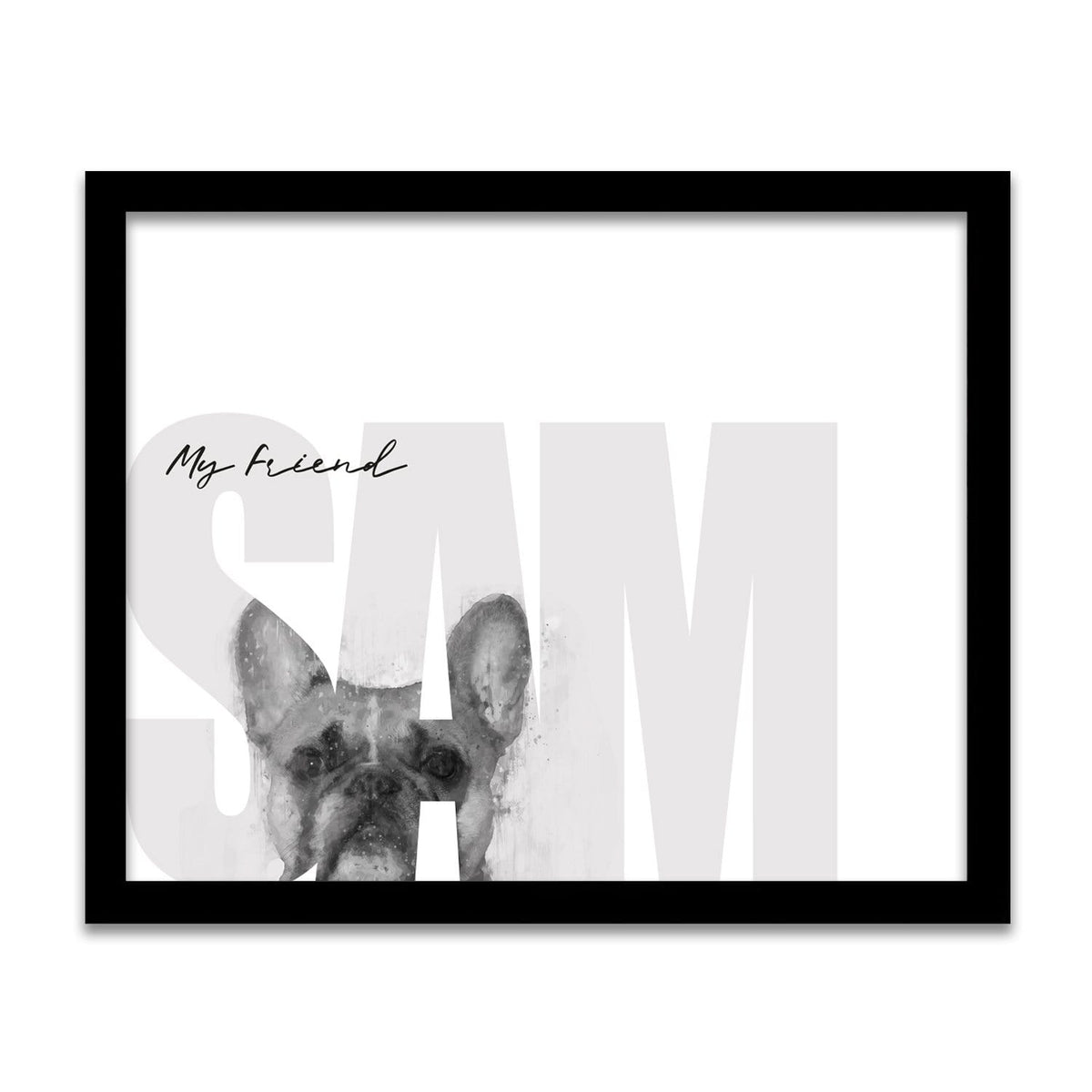 Personal-Prints art 12.5"x15.5" Framed Canvas My Friend - French Bulldog (Light Coloring)