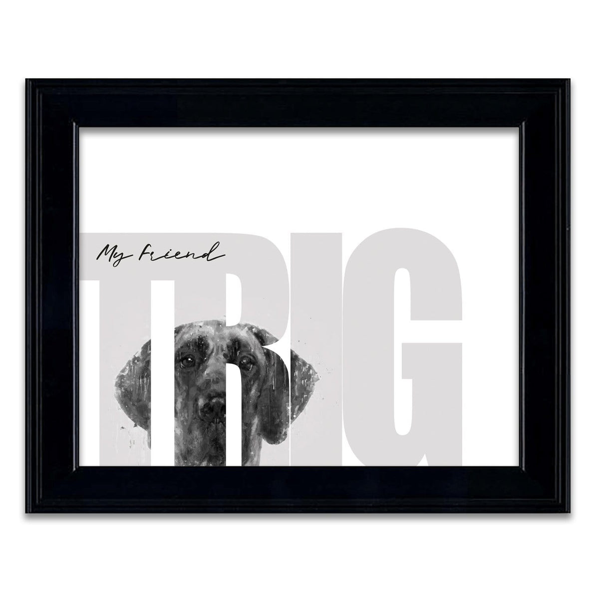 Personal-Prints art 14"x17" Under Glass My Friend - Great Dane (Dark Coloring)