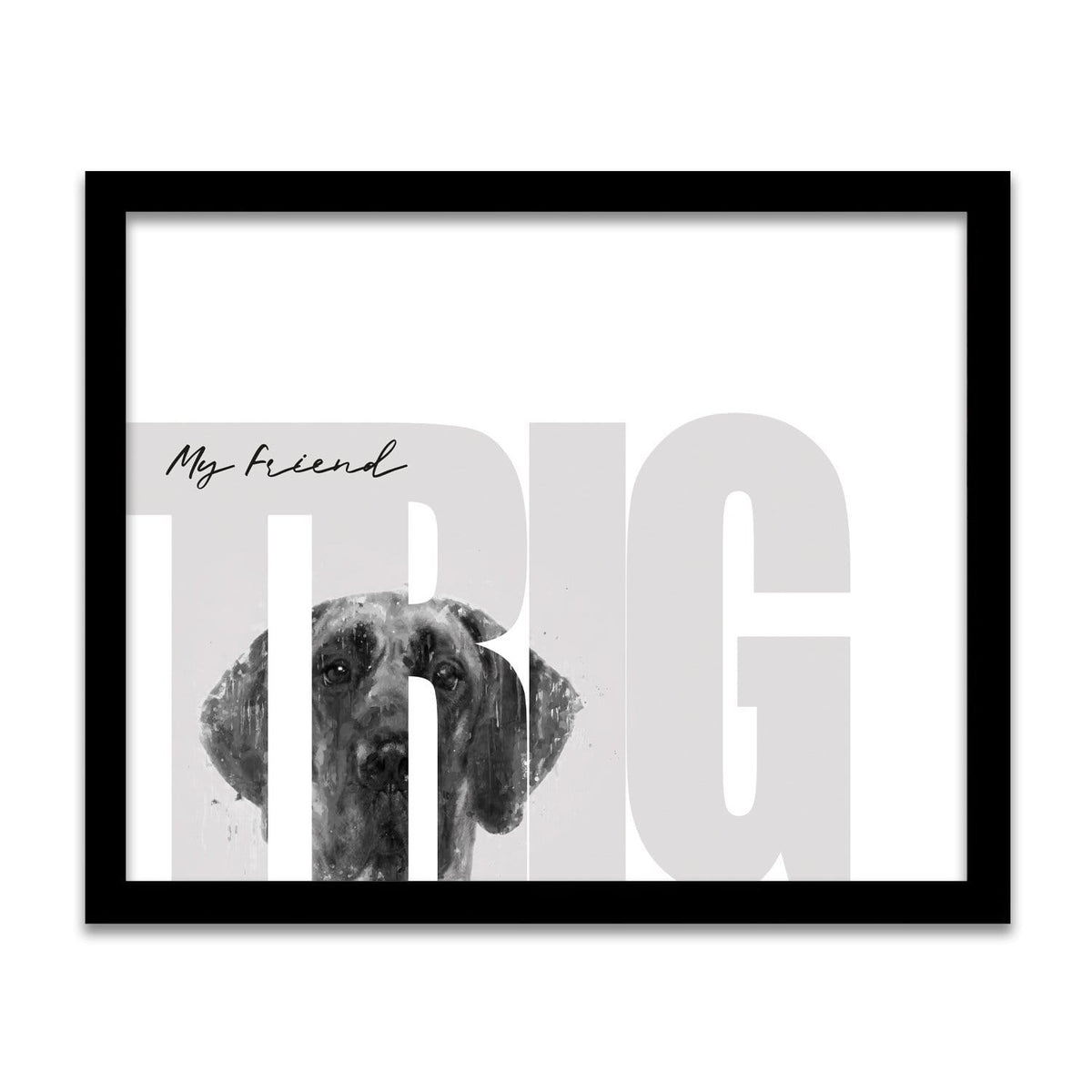 Personal-Prints art 12.5"x15.5" Framed Canvas My Friend - Great Dane (Dark Coloring)