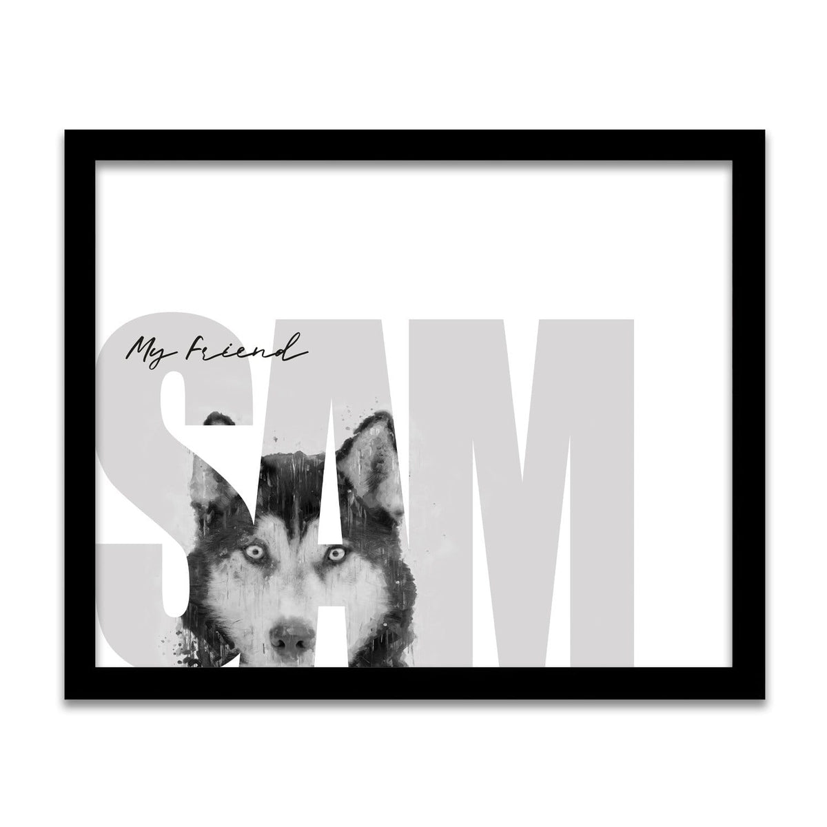 Personal-Prints art 12.5"x15.5" Framed Canvas My Friend - Husky (Light Eyes)