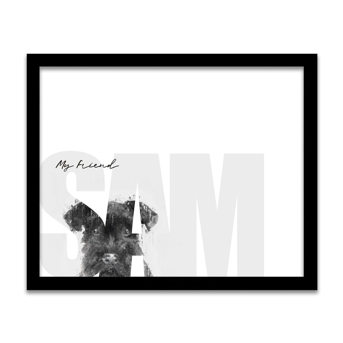 Personal-Prints art 12.5"x15.5" Framed Canvas My Friend - Mini Schnauzer (Dark Coloring)