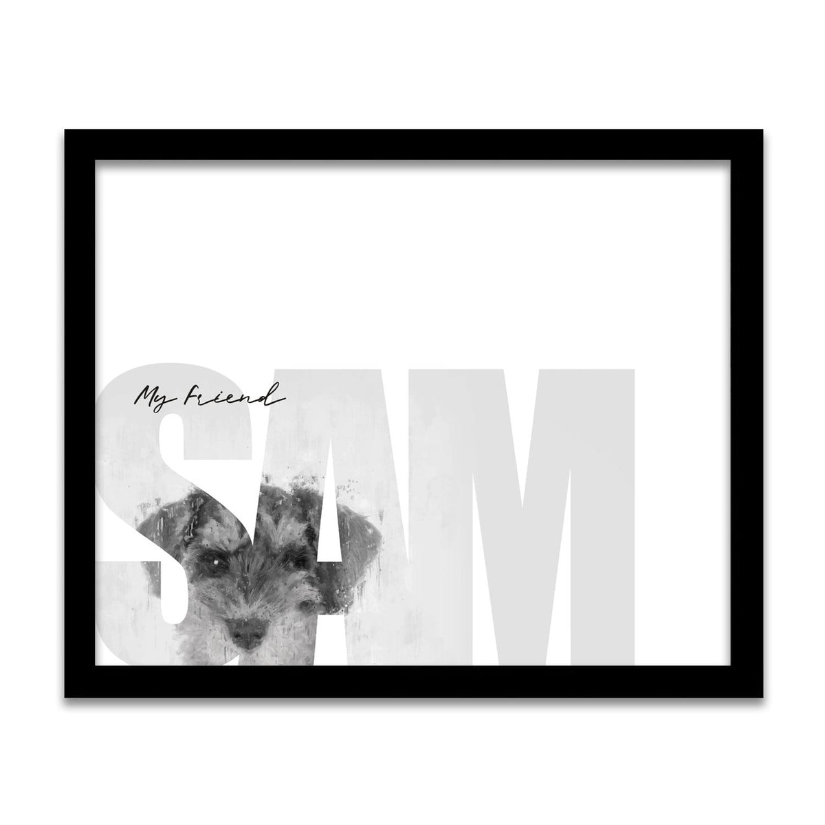Personal-Prints art 12.5"x15.5" Framed Canvas My Friend - Mini Schnauzer (Medium Coloring)