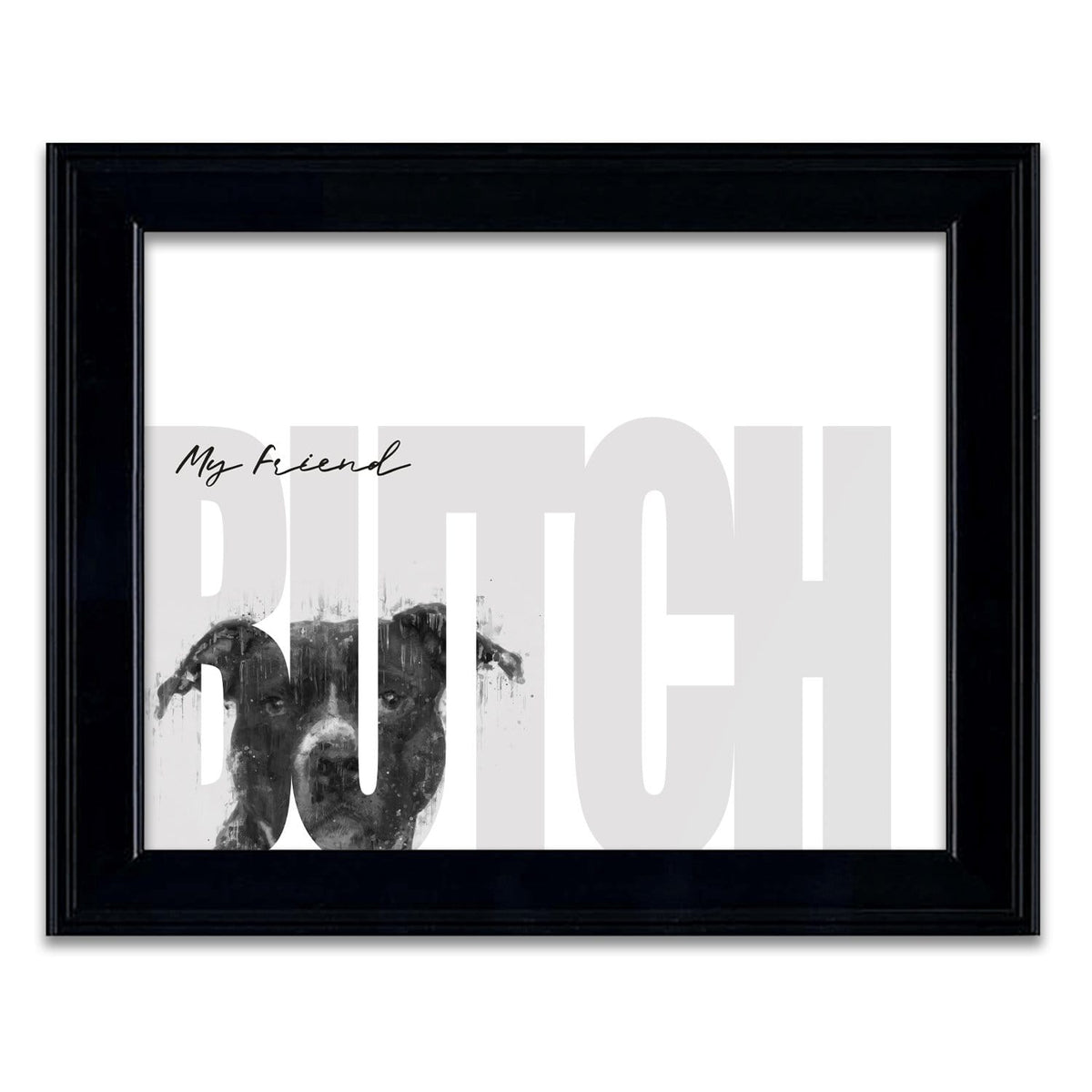 Personal-Prints art 14"x17" Under Glass My Friend - Pitbull (Dark Coloring)