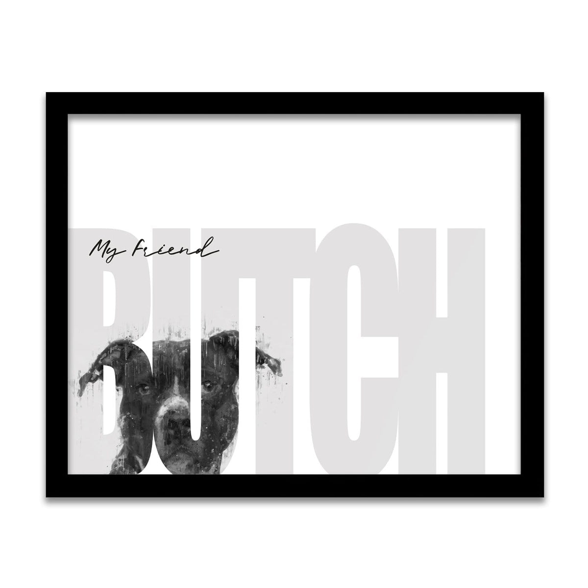 Personal-Prints art 12.5"x15.5" Framed Canvas My Friend - Pitbull (Dark Coloring)