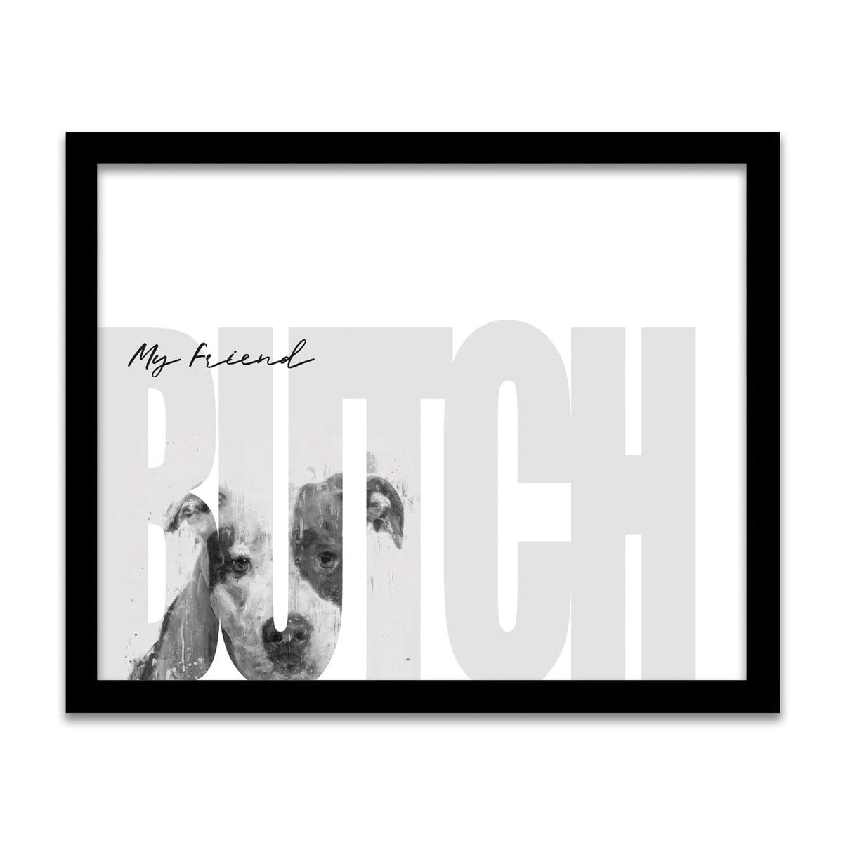 Personal-Prints art 12.5"x15.5" Framed Canvas My Friend - Pitbull (Light Coloring)