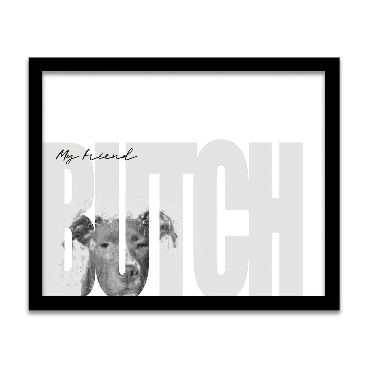Personal-Prints art 12.5"x15.5" Framed Canvas My Friend - Pitbull (Medium Coloring)