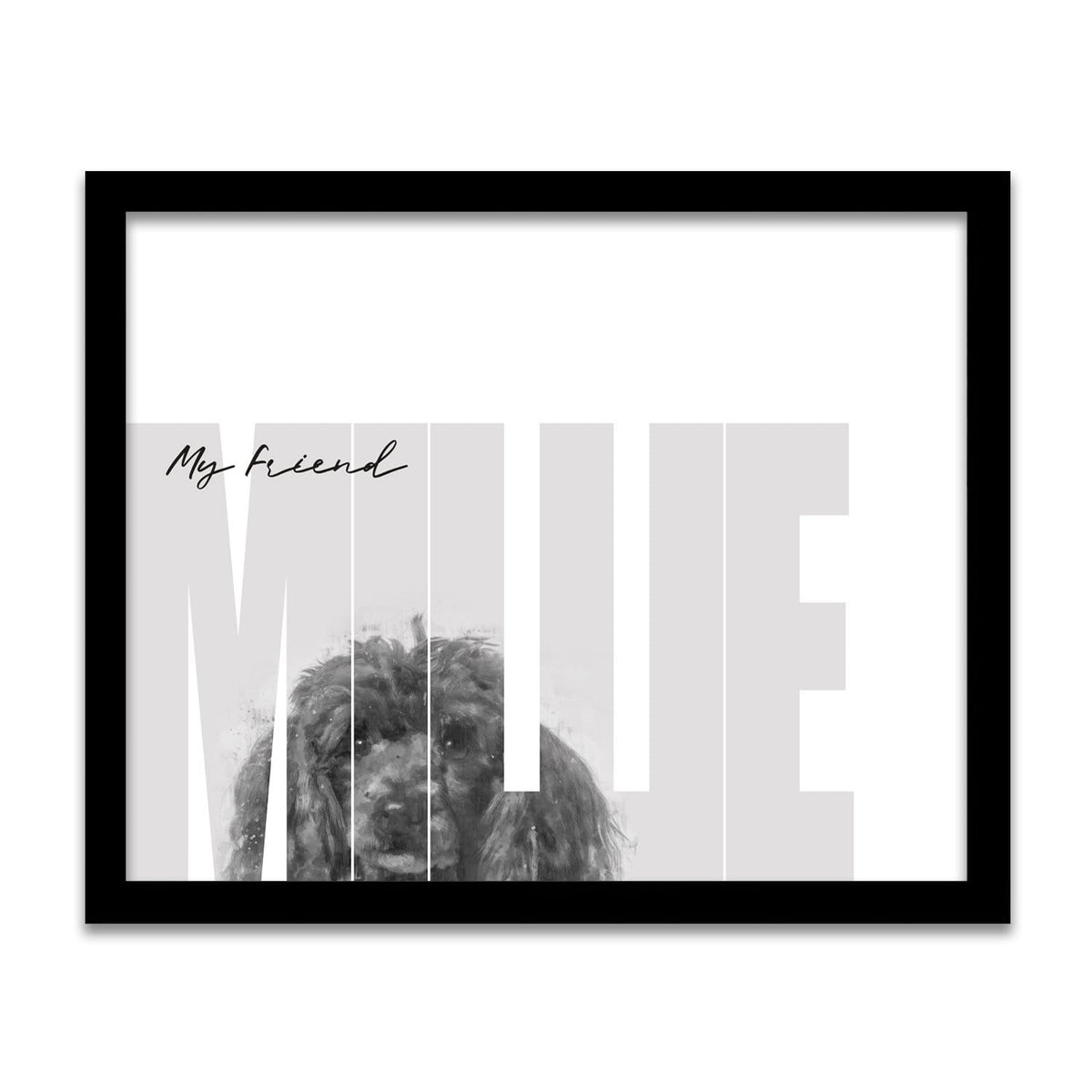 Personal-Prints art 12.5"x15.5" Framed Canvas My Friend - Poodle (Dark Coloring)