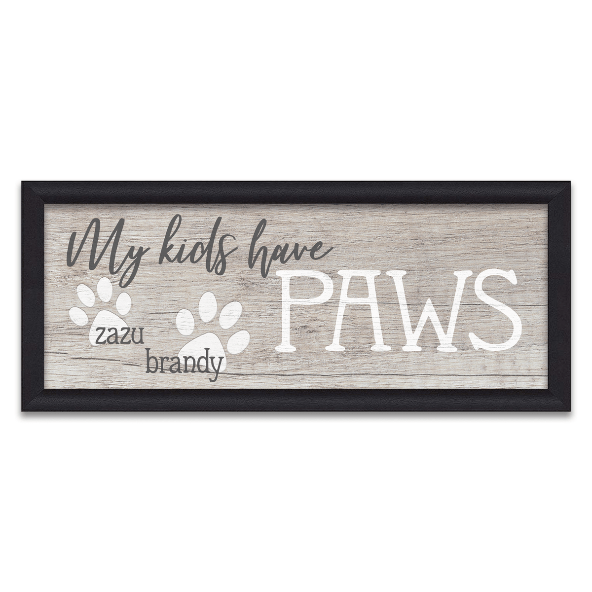 Personal-Prints art 13.5"x32.5" Framed Canvas My Kids Have Paws