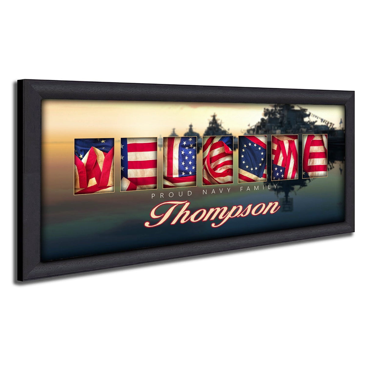Personal-Prints art 13.5"x32.5" Framed Canvas Navy - Patriotic Family Art