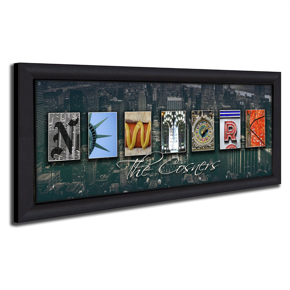 Personal-Prints art 13.5"x32.5" Framed Canvas NEW YORK - State Name Art