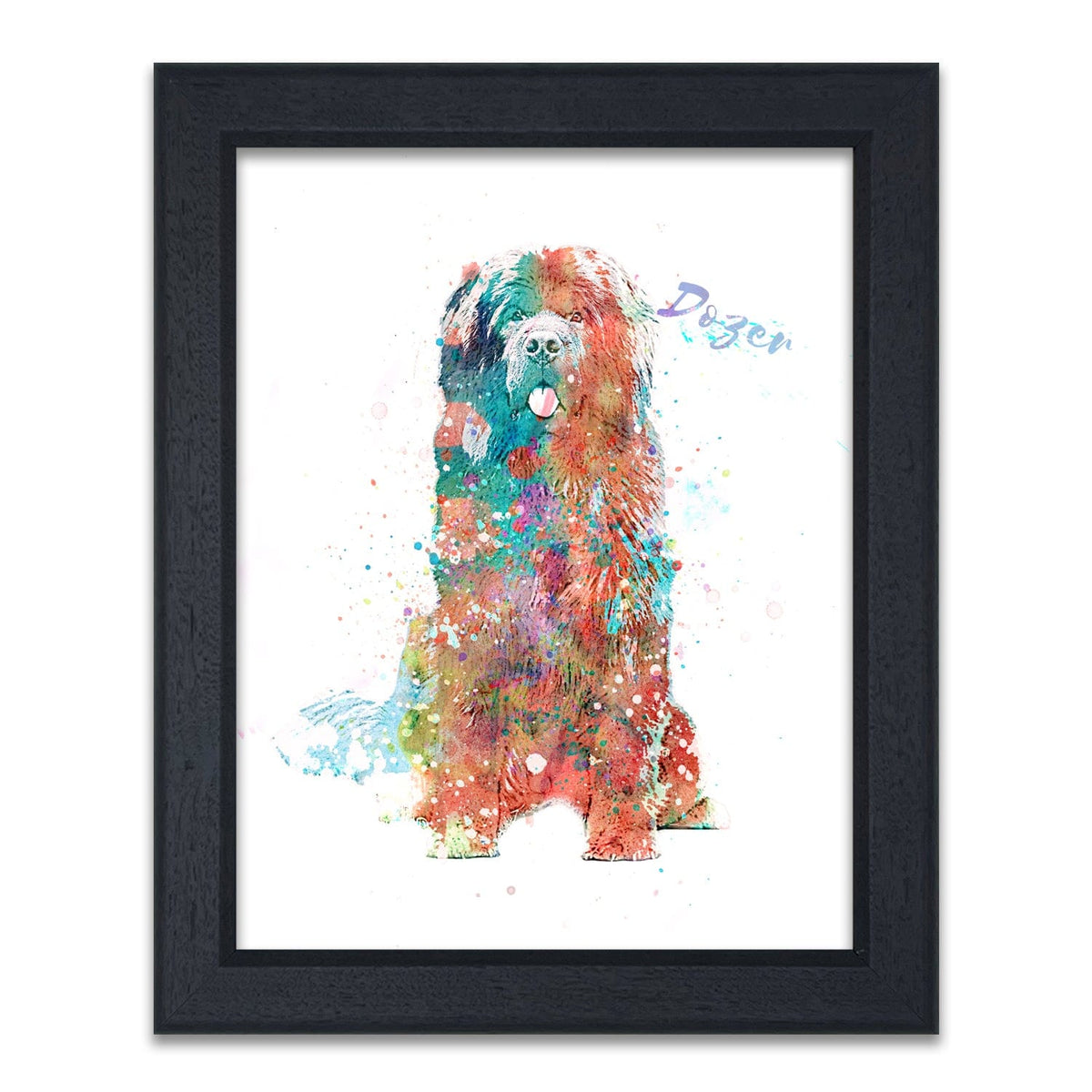 Personal-Prints art 14"x17" Under Glass Newfoundland Dog Watercolor Print