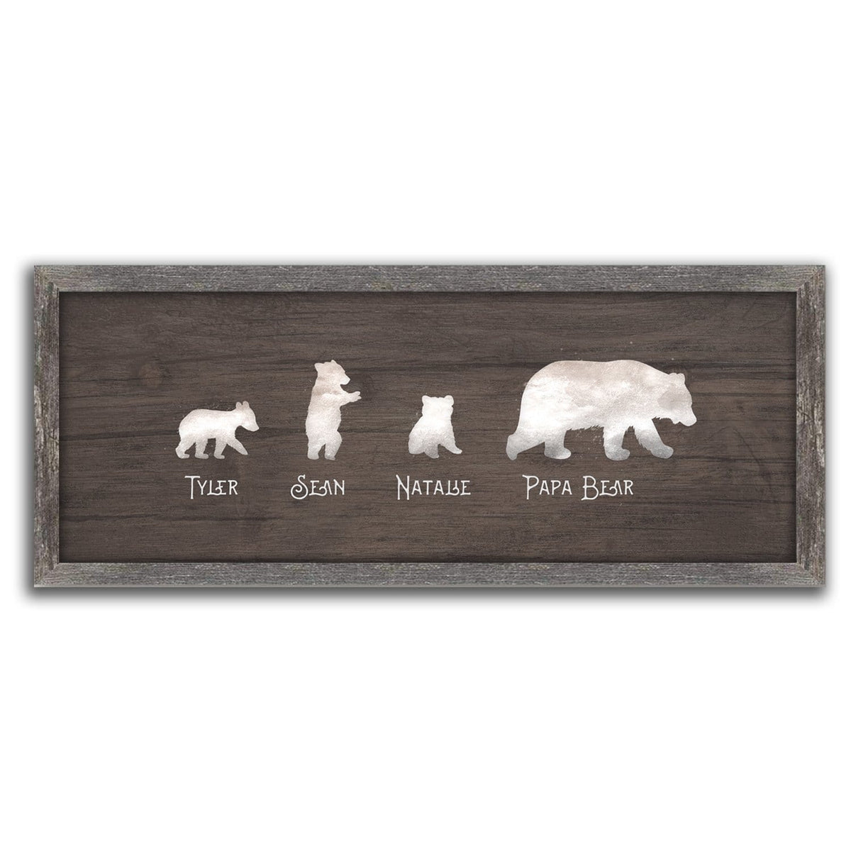 Personal-Prints art 13.5"x32.5" Framed Canvas Papa Bear