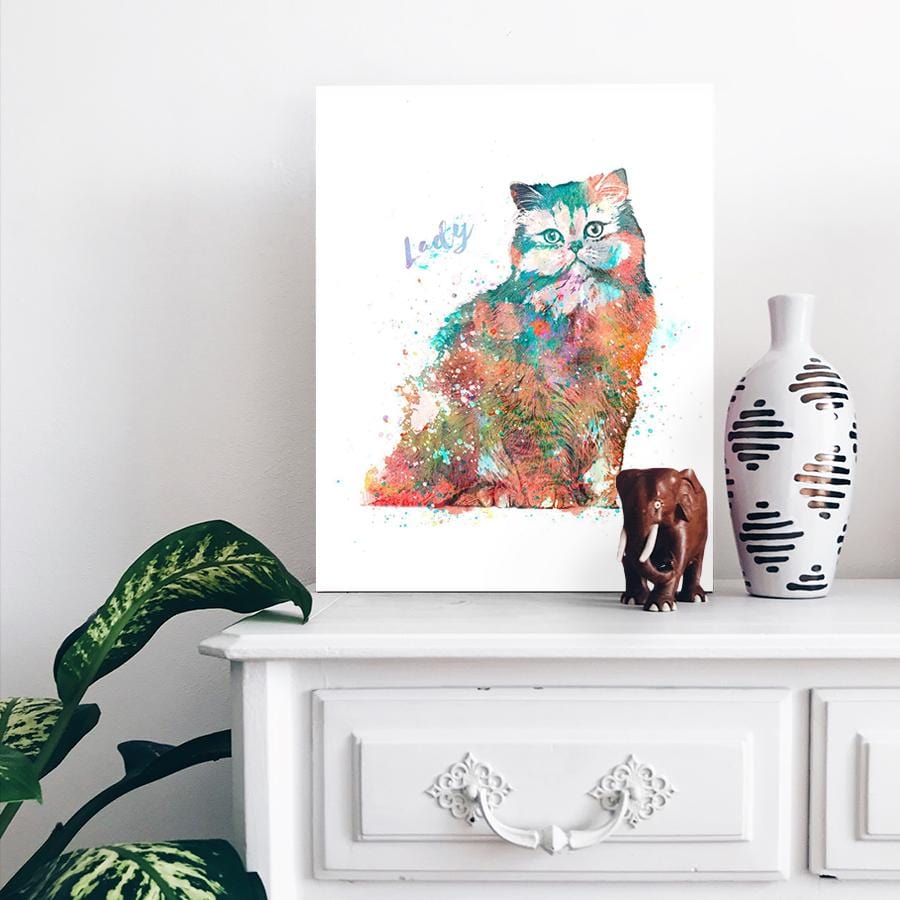 Personal-Prints art Persian Cat Watercolor Print
