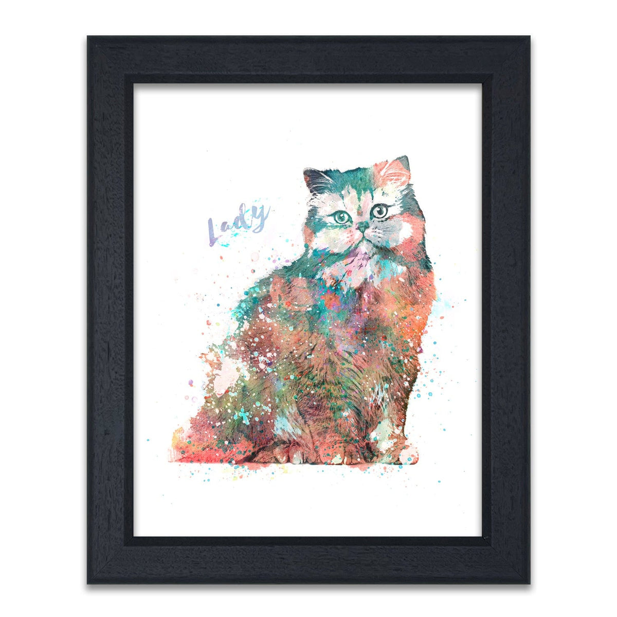 Personal-Prints art 14"x17" Under Glass Persian Cat Watercolor Print