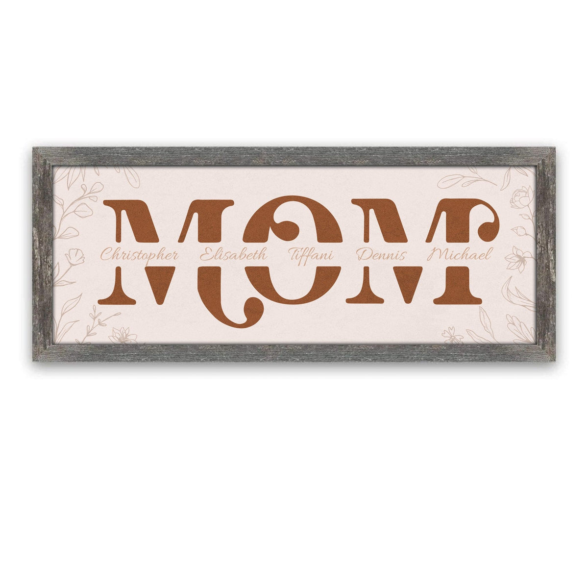 Personal-Prints art 13.5"x32.5" Framed Canvas (grey) Personalized Boho Art Mom Sign