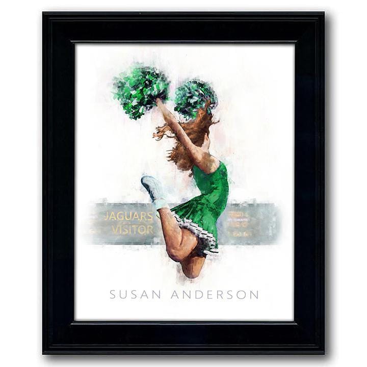 Personal-Prints art 14"x17" Under Glass Personalized Cheerleader Art