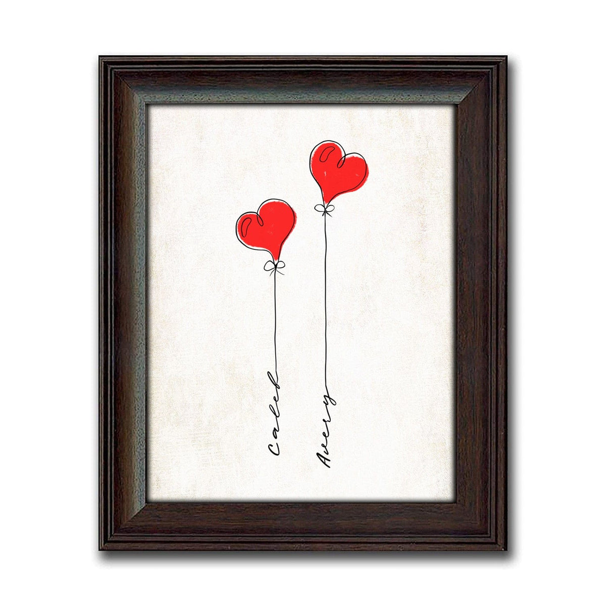 Personal-Prints art 14"x17" Under Glass Personalized Heart Balloons Print