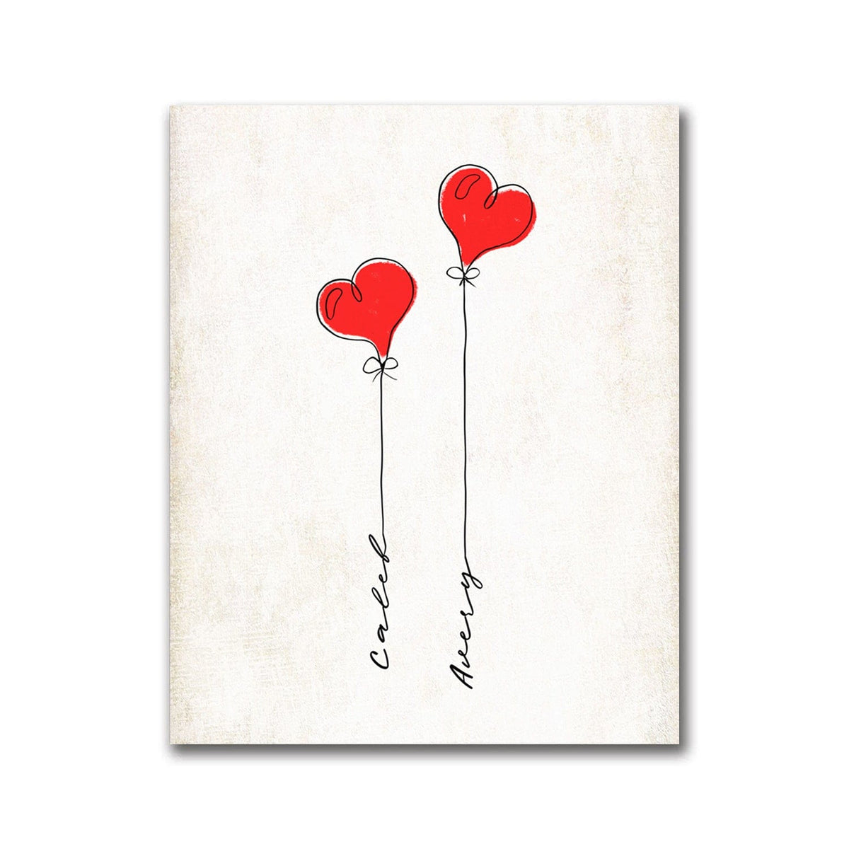 Personal-Prints art 6"x8" Block Mount Personalized Heart Balloons Print