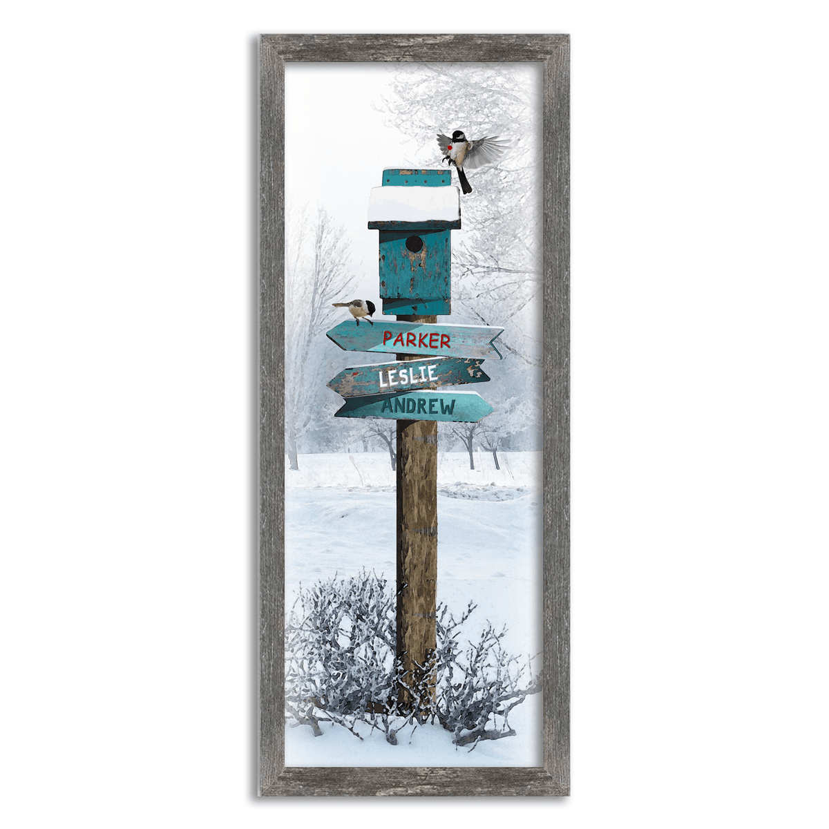 Personal-Prints art 13.5"x32.5" Framed Canvas Personalized Sign on a Winter Day