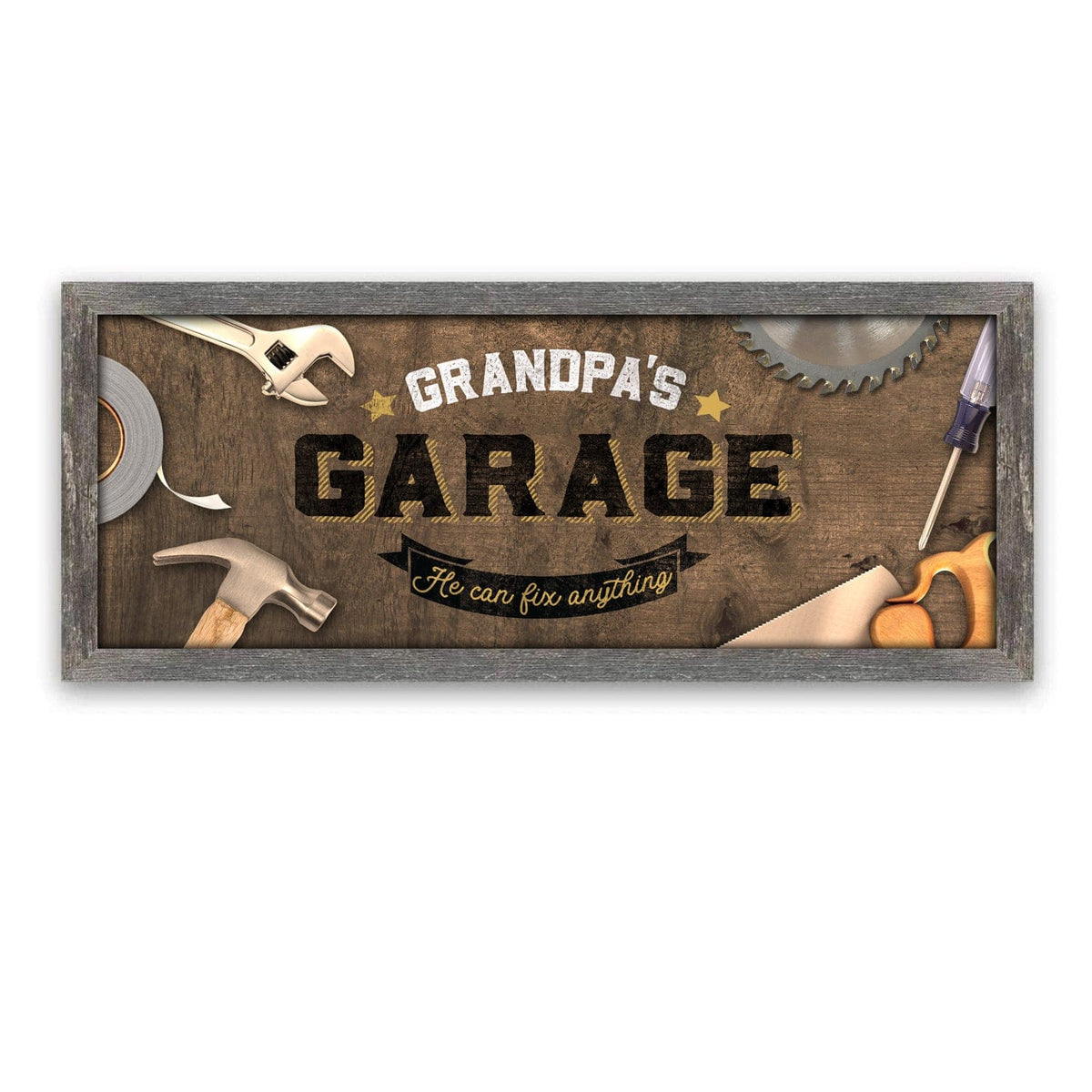 Personal-Prints art 13.5"x32.5" Framed Canvas (Grey Frame) Personalized Workshop Sign
