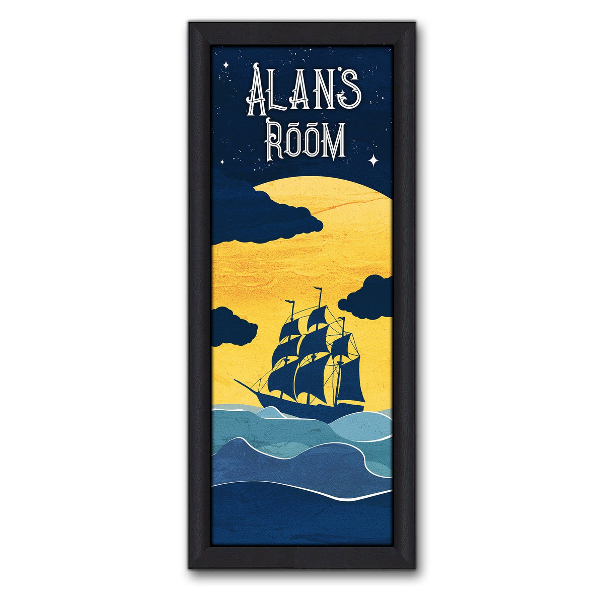 Personal-Prints art 13.5"x32.5" Framed Canvas Pirate Ship Personalized Kids Art
