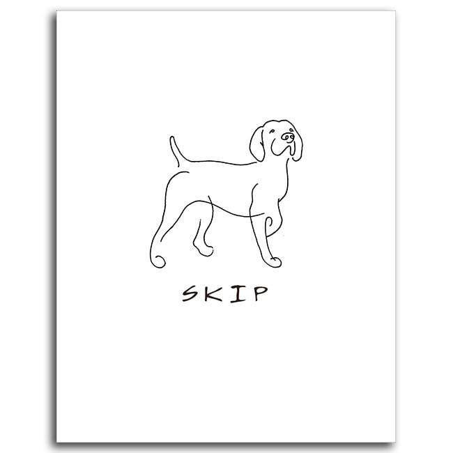 Personal-Prints art 6"x8" Mini Block Mount Pointer Dog Line Drawing