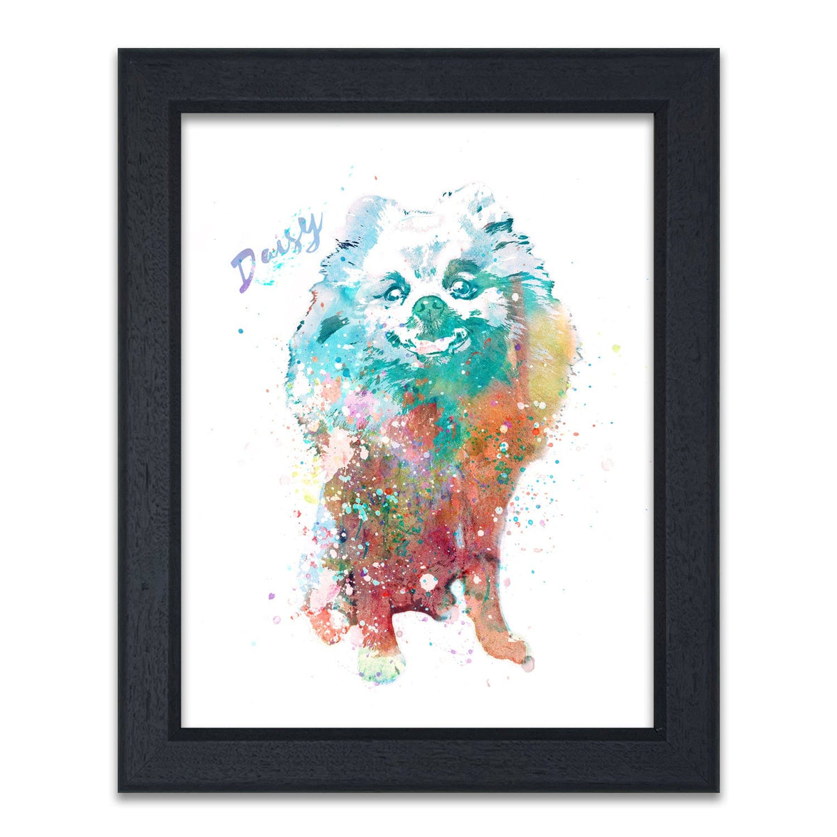 Personal-Prints art 14"x17" Under Glass Pomeranian Watercolor Print