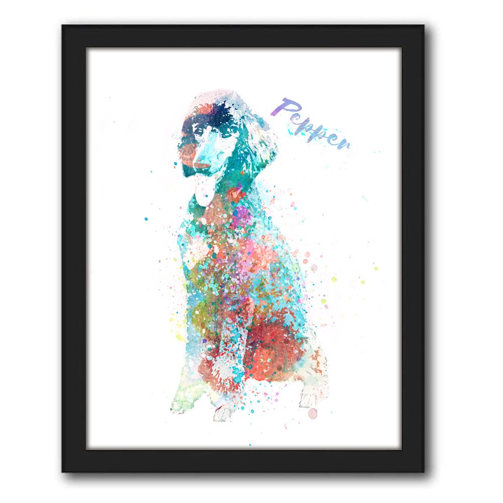 Personal-Prints art 12.5"x15.5" Framed Canvas Poodle Watercolor Print