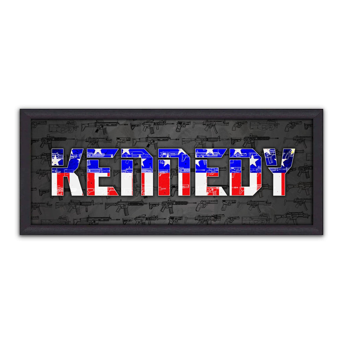 Personal-Prints art 13.5"x32.5" Framed Canvas Red, White & Gun Blueprint Sign