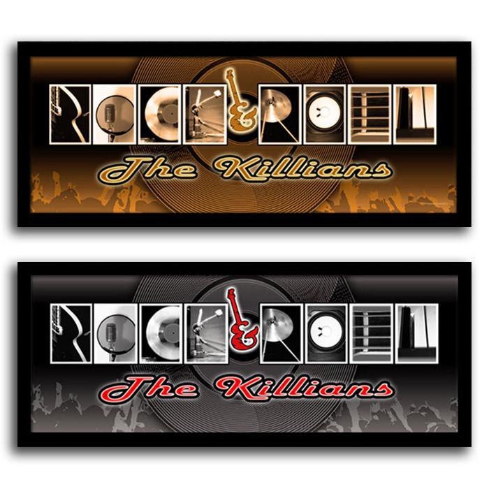 Personal-Prints art 13.5"x32.5" Framed Canvas / GOLD Rock & Roll Letter Art